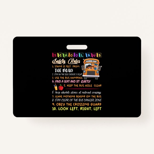 Crachá regras de segurança dos ônibus escolares (Frente)