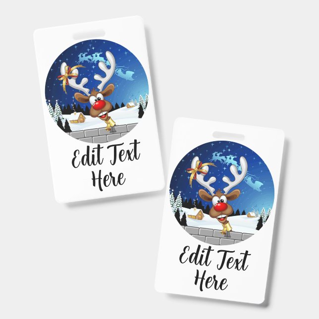 Crachá Rena Fofa Espiando Meme de Natal (Frente e verso)