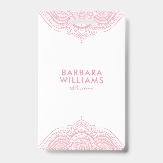 Crachá Renda Rosa Ornada Feminina (Frente)