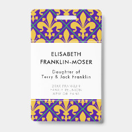 Crachá Reunião da Família Nova Orleans Mardi Gras