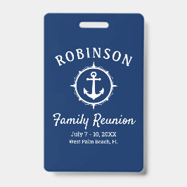 Crachá Reunião de Família Âncora Náutica Azul Marinho e B