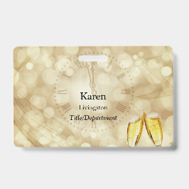 Crachá Réveillon com taças de champanhe 