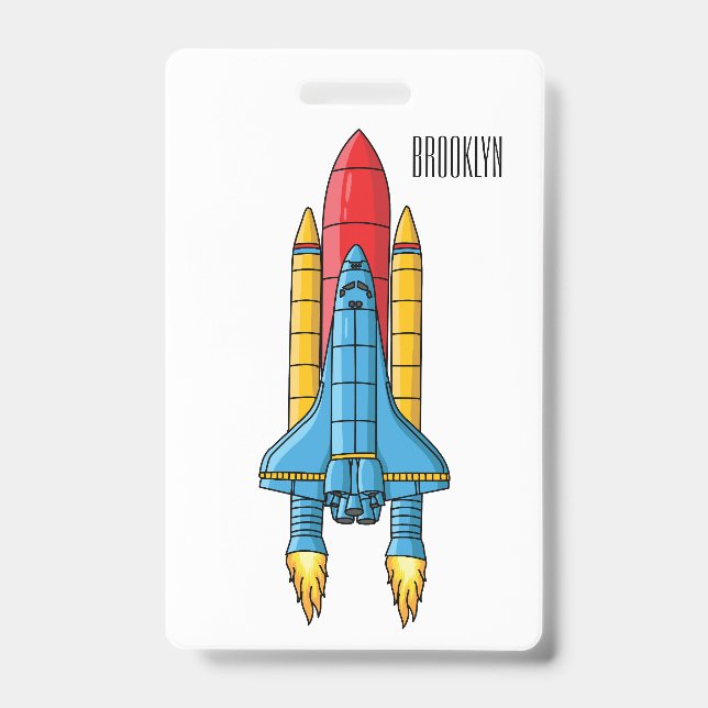 Crachá Rocket ship cartoon illustration (Frente)