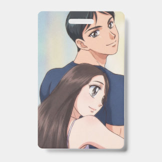 Crachá Romance de Anime Retrô: Abraço Suave