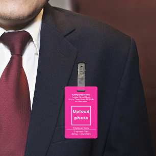Crachá Rosa com Foto do Funcionário Baseado em Tex