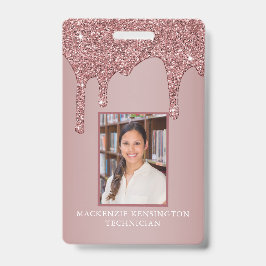 Crachá Rosa Dourado Chic Brilho Glitter Monograma