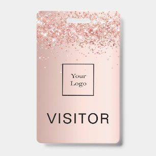 Crachá Rosa dourado poeira poeira blush logotipo comercia