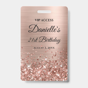 Crachá Rosa Gold Foil Modern aniversário de 21 anos
