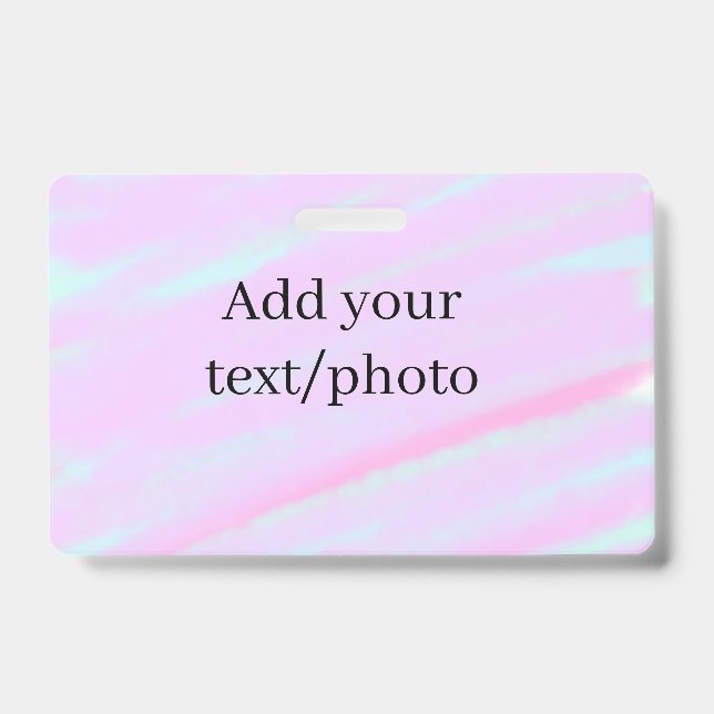 Crachá Rosa pastel verde adicionar foto texto aquarela re (Frente)