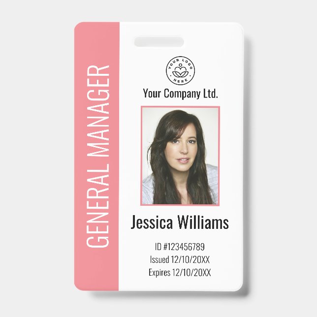 Crachá Rosa Personalizado para Funcionário Corpora (Frente)