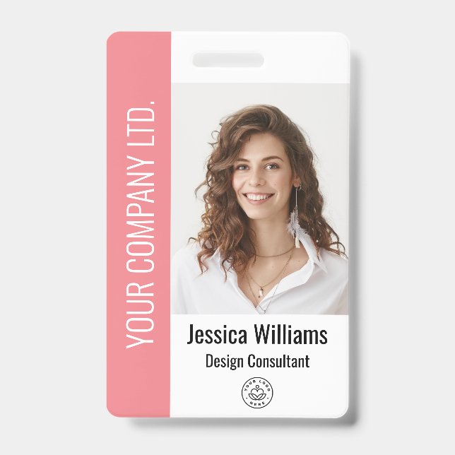Crachá Rosa Personalizado para Funcionários Corpor (Frente)