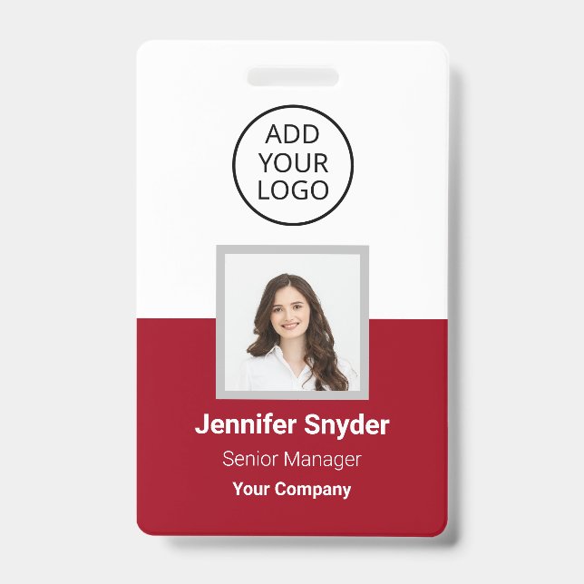 Crachá Rosa vermelha, ID de foto do funcionário com códig (Frente)