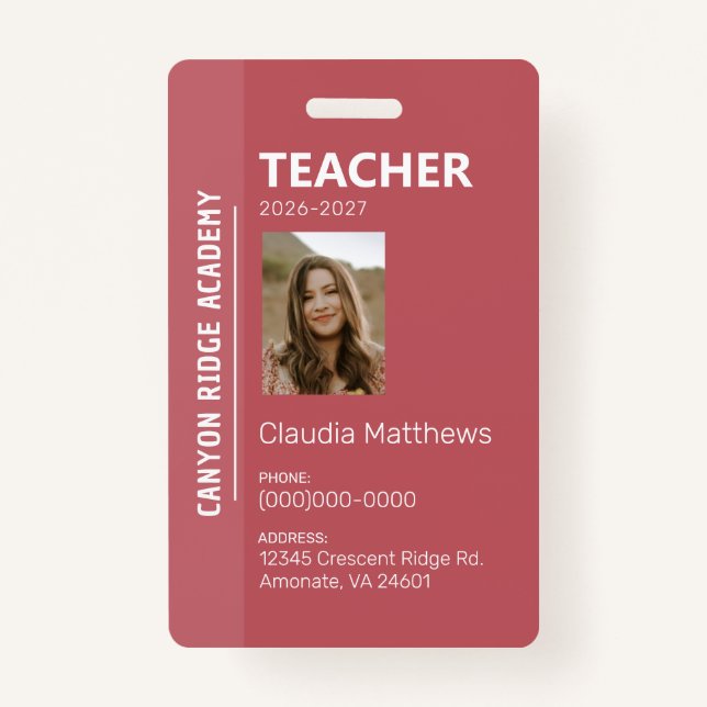 Crachá Rose Stripe Homeschool Educator ID Badge (Frente)