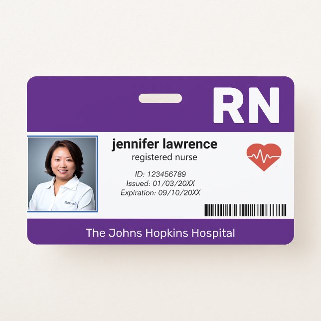 Crachá roxa | ID de Fotografia do Funcionário Médico Hosp (purple | Hospital Medical Employee Photo ID Badge
)