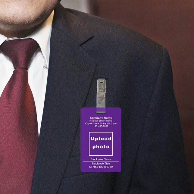 Crachá Roxo Baseado em Texto Com Foto do Funcionár (Criador carregado)