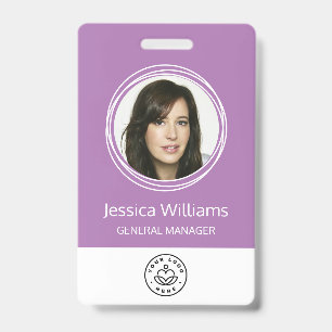 Crachá Roxo de ID de funcionário corporativo personaliza