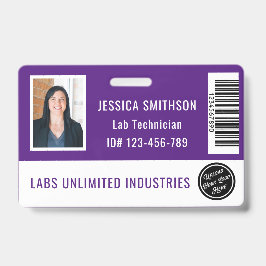 Crachá Roxo Escuro de ID de Foto Escolar ou Empres