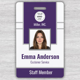 Crachá Roxo | ID de Foto de Funcionário Segurança da Empr