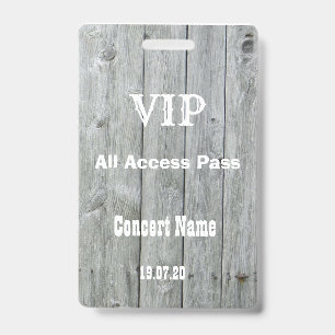 Crachá Rustic Country VIP All Access Pass Concert