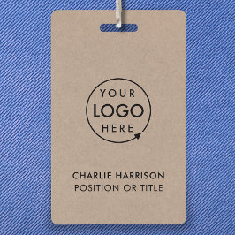 Crachá Rustic Kraft | Logotipo Empresarial ID Moderno Fun