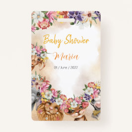 Crachá Safari - ouro de convite a chás de fraldas