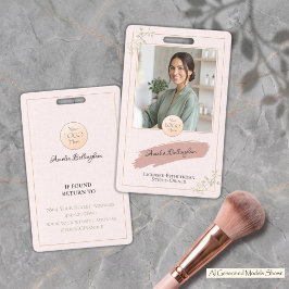 Crachá Sage Blush Luxo Logotipo Nome Salão de Beleza Foto