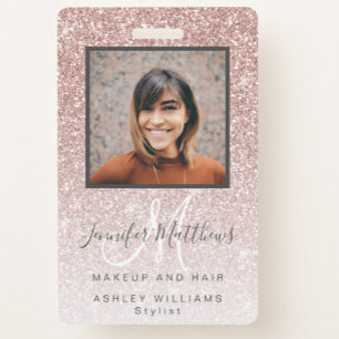 Crachá Salão de Cabelo de Maquiagem de Fotos com Brilho