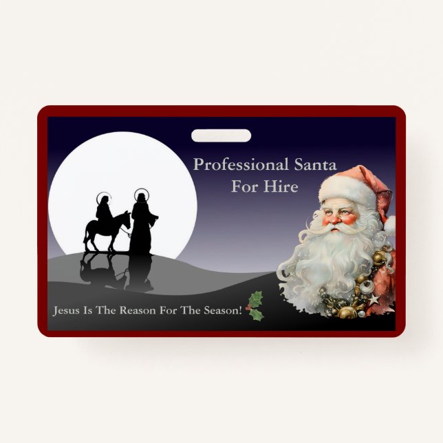 Crachá Santa Claus Business Card Jesus Is The Reason (Frente)