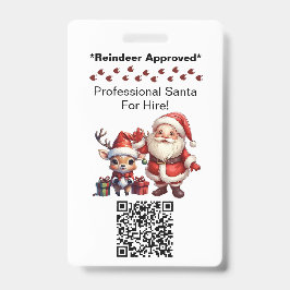 Crachá Santa Claus Two Sides Business Card Edit QR Code