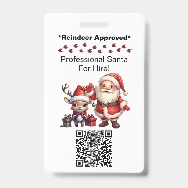Crachá Santa Claus Two Sides Business Card Edit QR Code (Frente)