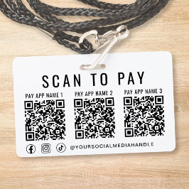 Crachá Scan to Pay 3 Payment QR Codes Social Media