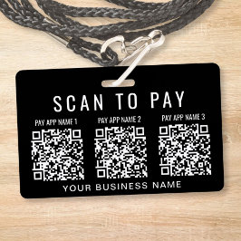 Crachá Scan to Pay 3 QR Codes Business