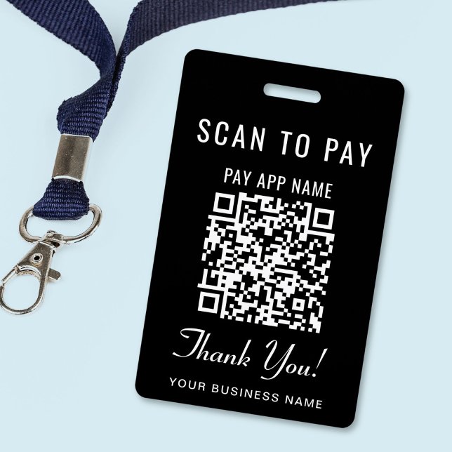 Crachá Scan to Pay QR Code Black (Scan to Pay 2 Payment QR Codes Social Media Badge)