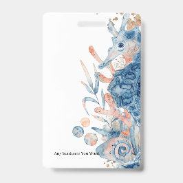 Crachá Seahorse shell under the sea baby boy shower 