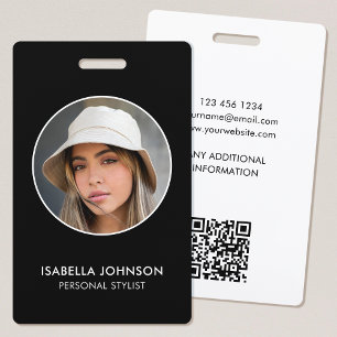 Crachá Segurança de ID branco preto QR de foto de perfil