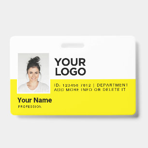 Crachá Segurança de ID de Foto Moderna de Funcionário Ama