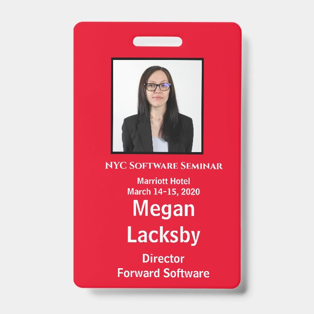 Crachá Semicírculo Vertical Vermelho e Branco de Particip (Frente)