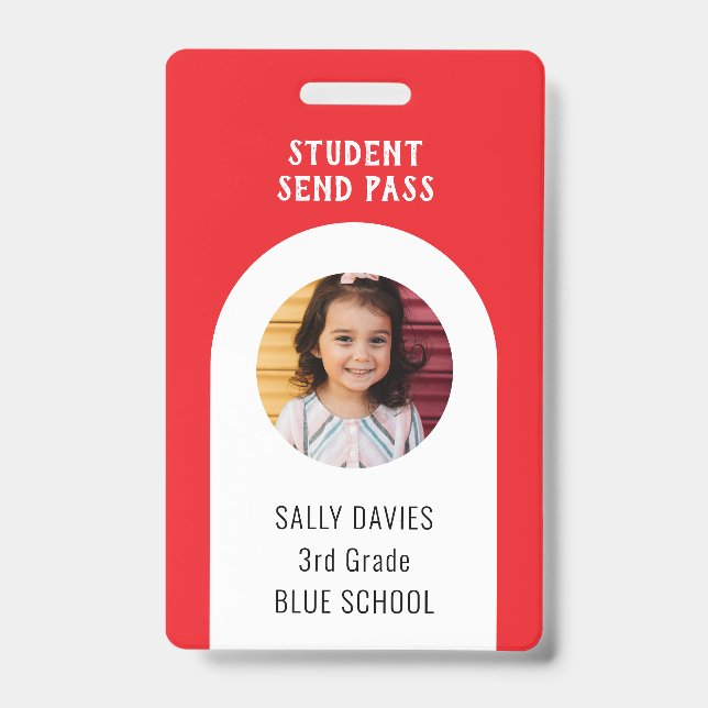 Crachá SEND Student Support Pass Photo Info Badge (Frente)