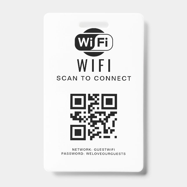 Crachá Senha Wifi | Verificação de código QR para conexão (Frente)