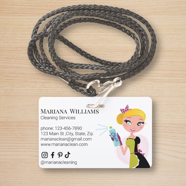 Crachá serviços de limpeza de mídia social minimal elegan (Criador carregado)