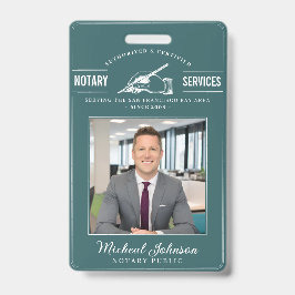 Crachá Serviços de Notário Vintage Profissional Azul Turq