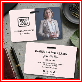 Crachá Seu Logotipo Aqui Moderno Nome da Equipe Foto Rosa