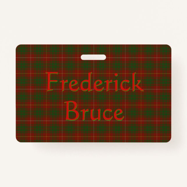 Crachá Seu nome é Bruce Clan Tartan (Frente)