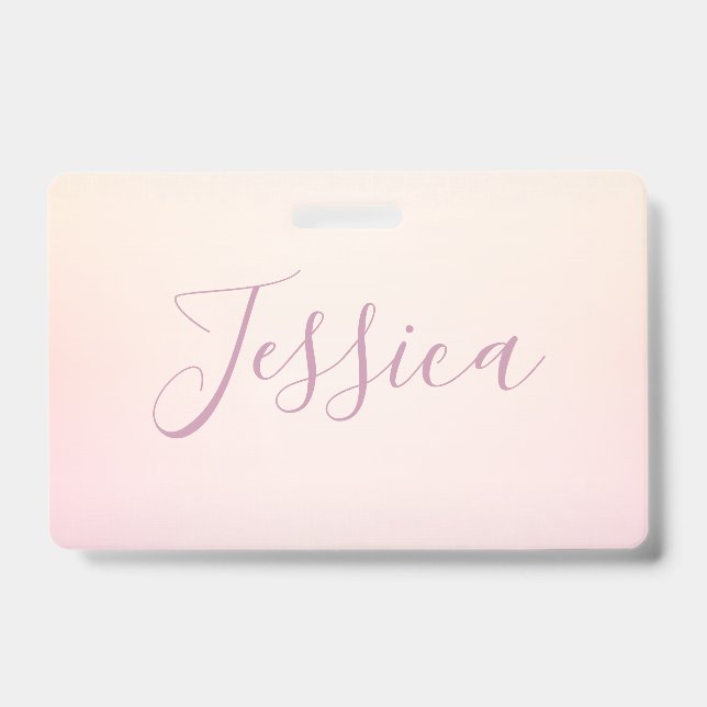 Crachá Seu Nome | Elegant Script Soft Ombre (Frente)