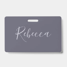 Crachá Seu nome | Script de Lavanda Elegante em Roxo Preg