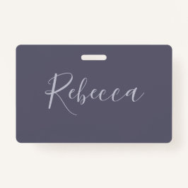 Crachá Seu nome | Script de Lavanda Elegante em Roxo Preg
