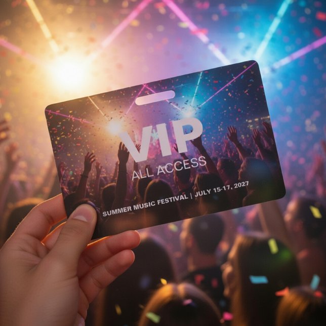 Crachá Show VIP Acesso Total | Backstage Pass Fest (Criador carregado)