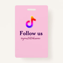 Crachá siga-nos tiktok username social media add texto QR