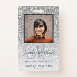 Crachá Silver Glitter Photo Makeup Hair Salon