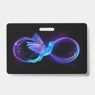 Crachá Símbolo Neon Infinity com Hummingbird brilhante